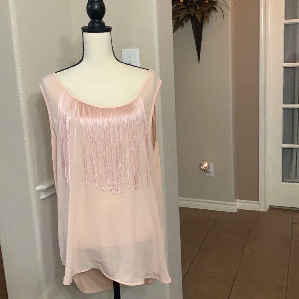 a.n.a. blush/light peach fringe tank top Size 2X